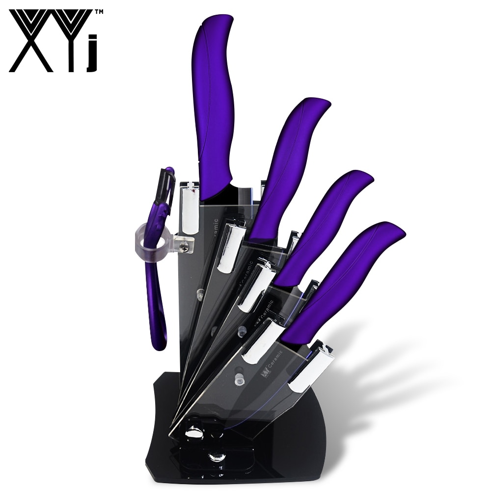 Xyj keramiska knivar 6 stycken set 3 4 5 6 tums kockkniv antibakteriell flerfärgshandtag köksredskap