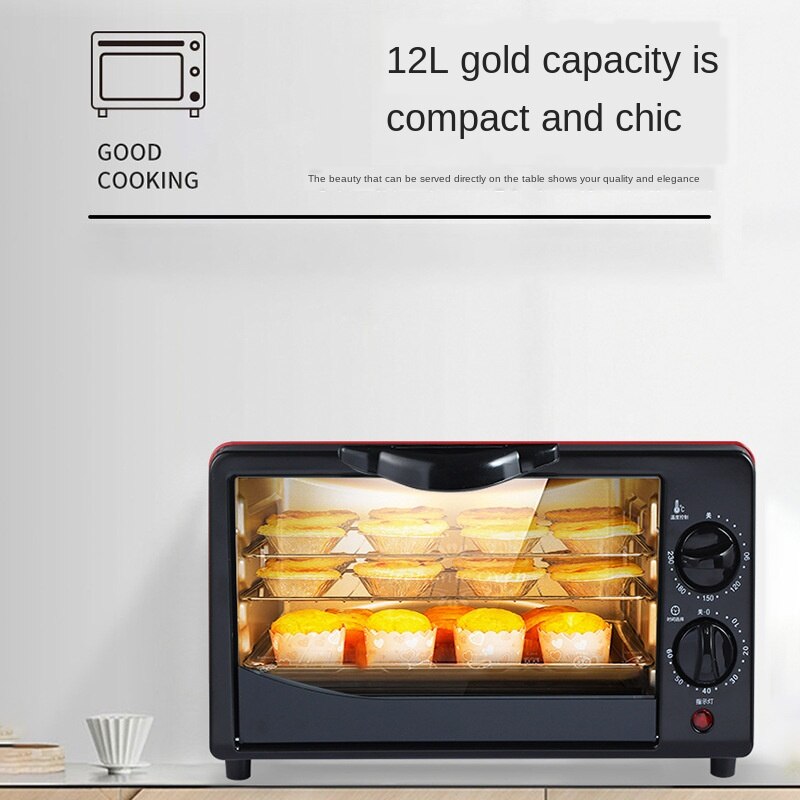 12-Liter Elektrische Ofen Haushalt Multi-Funktion Automatische Elektrische Ofen Backen Unabhängige Heizung Integrierte Ofen