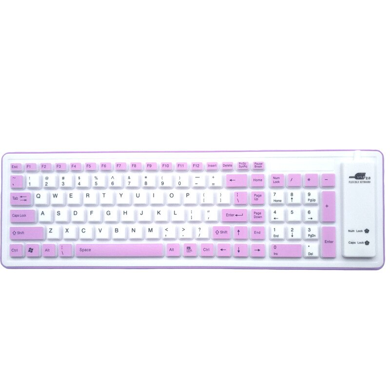soft and durable, comfortable touch Foldable Keyboard Waterproof USB Wired Keyboard 103 Keys Silicone Soft Keyboard: Purple