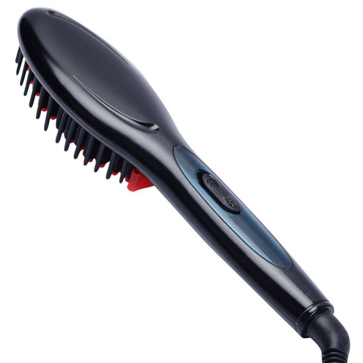 Cepillo alisador de pelo eléctrico Digital peine para desenredar, alisador de pelo, enchufe europeo: Black