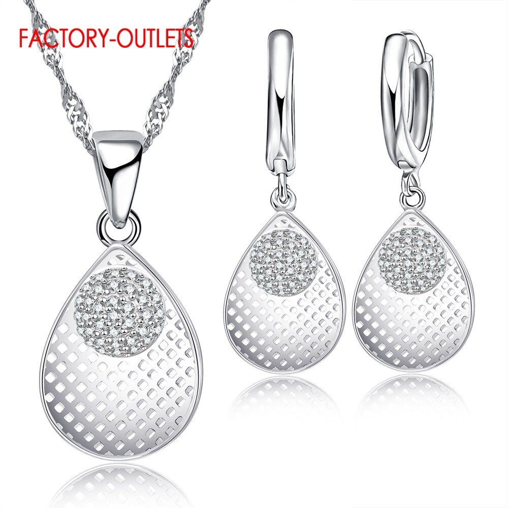 Conjunto de joyería de plata de ley 925 auténtica para mujer, conjunto de collar y pendientes para mujer, joyería nupcial para mujer: B