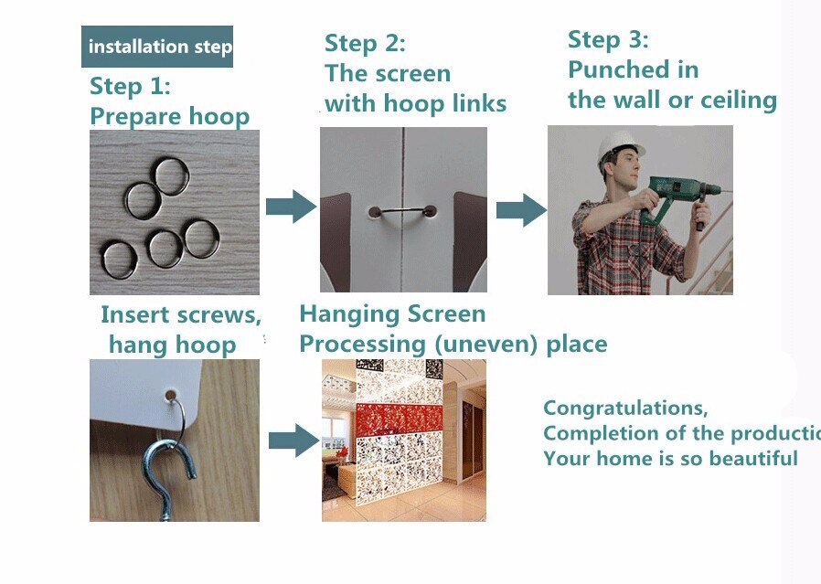 6pc Curtain wall panels hanging screen mobile living room entrance minimalist Chinese folding screen