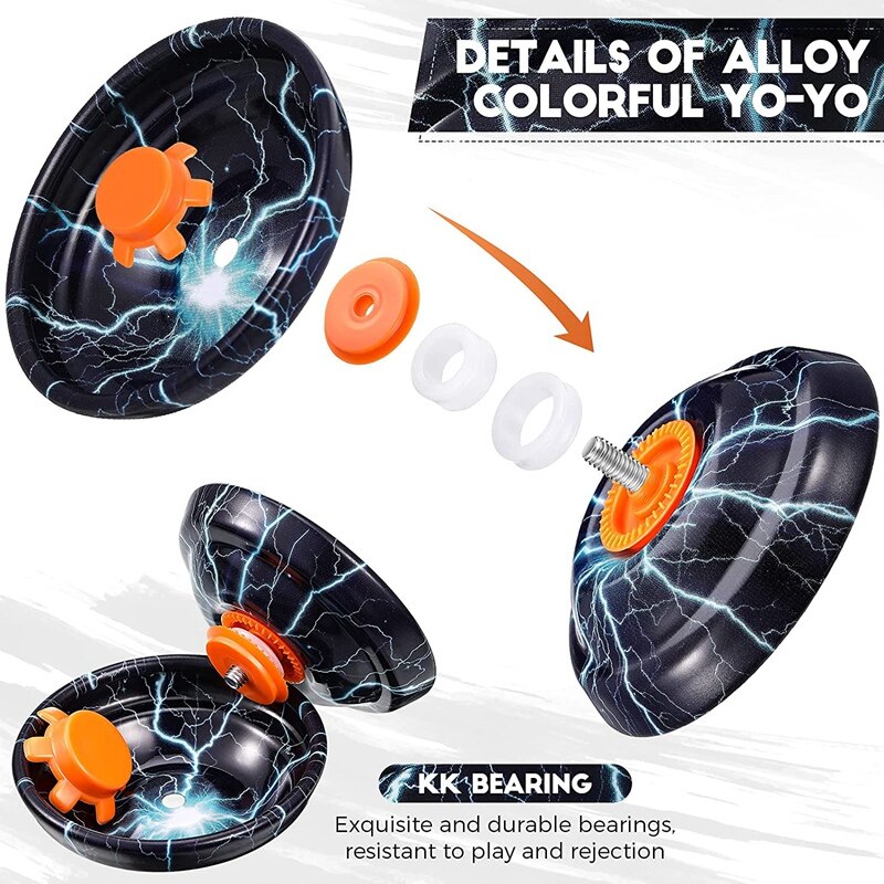 5Pcs Alloy Responsive Yoyo Balls Colorful Responsive Ball Metal Beginner String Trick Ball for Beginners, Adults Players