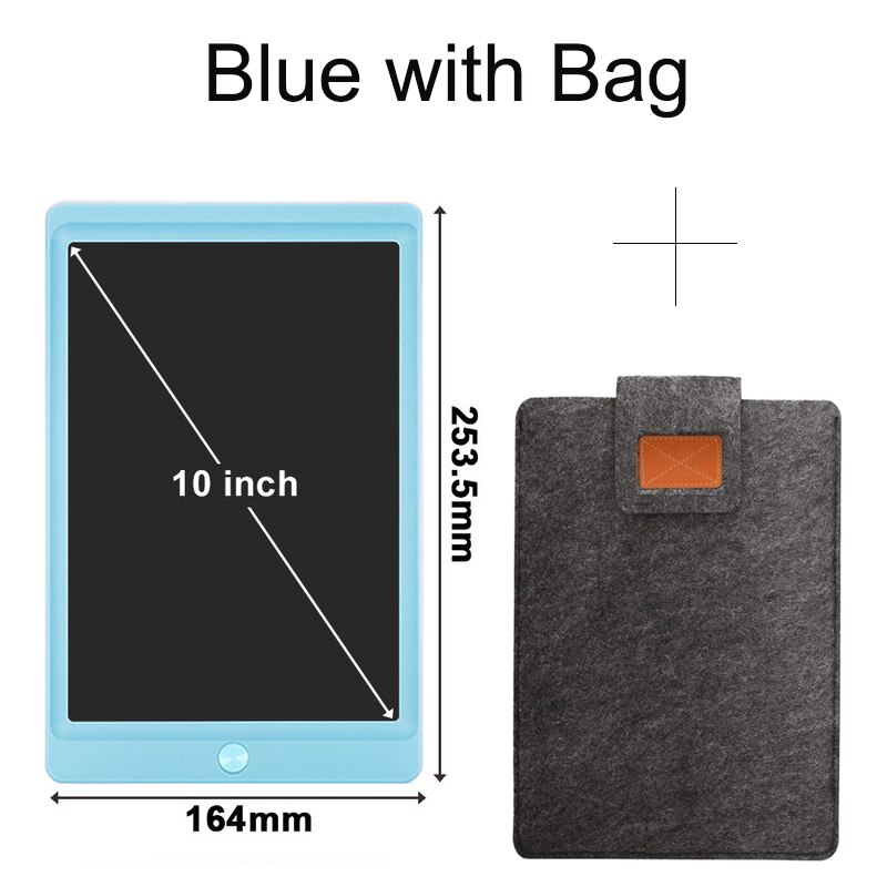 Tekening Pad Lcd Schrijfbord Tablet 10 Inch Art Digitale Elektronica Grafische Draagbare Met Schakelaar Stylus Pen Voor Kids: Blue with Black Bag