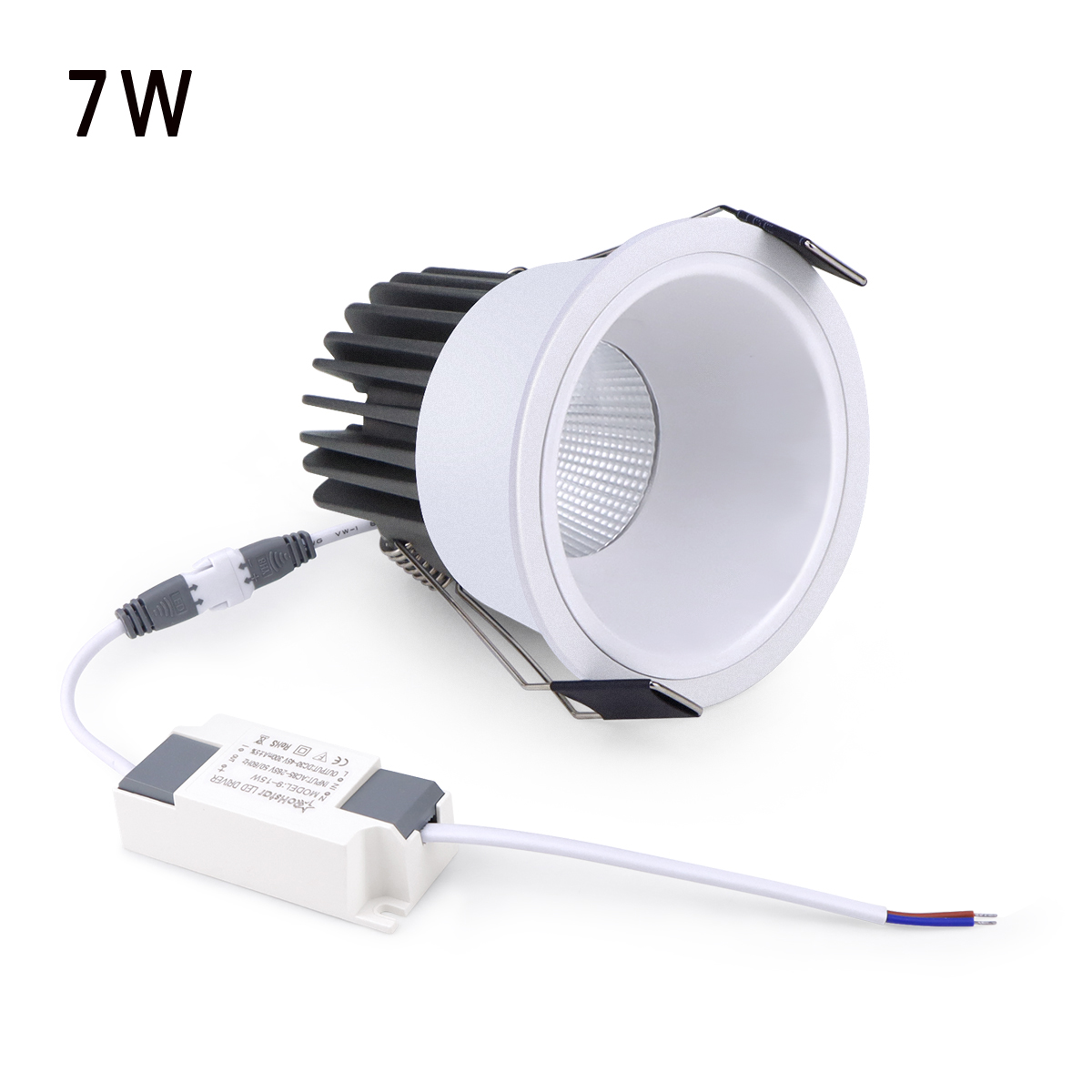 Indbygget aluminium cob led led spotlight pære led spotlight 7w 12w downlight loftslampe rumbelysning 85-265v: Blå / Sort