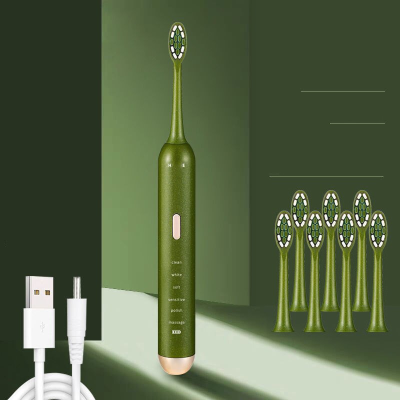 Schall- XIOMI Elektrische Zahnbürste USB Aufladbare Zahnbürste Wasserdichte Ultra Schall- Automatische Zahnbürste Intelligente Heimat Gesunde: Grün 8 Köpfe