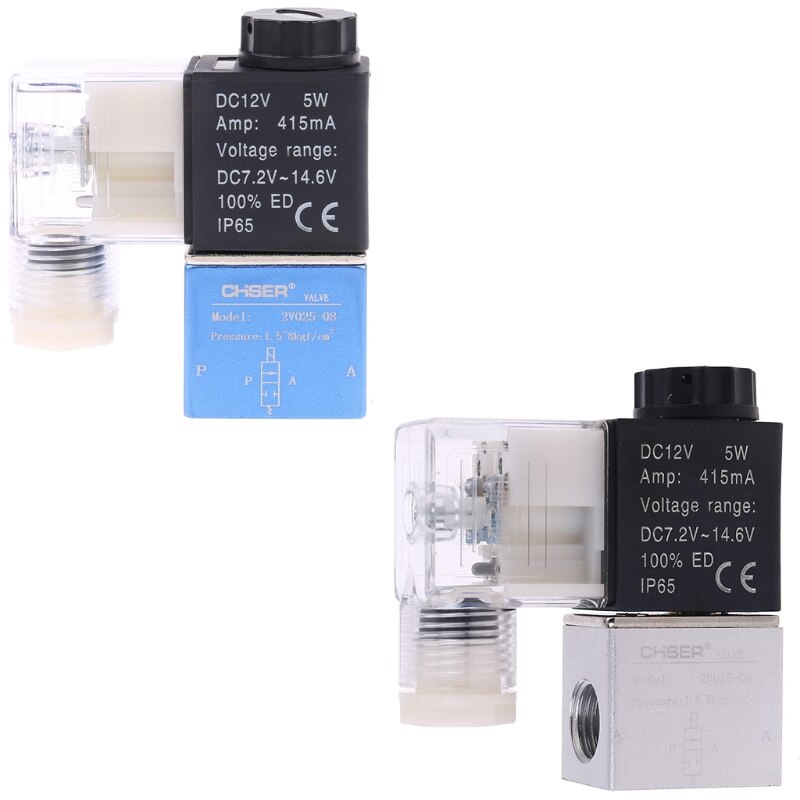 DC 12V 24V Pneumatic Electric Solenoid Valve 2 Position 2 Port Normally Closed Valve 12mm Hose Connection