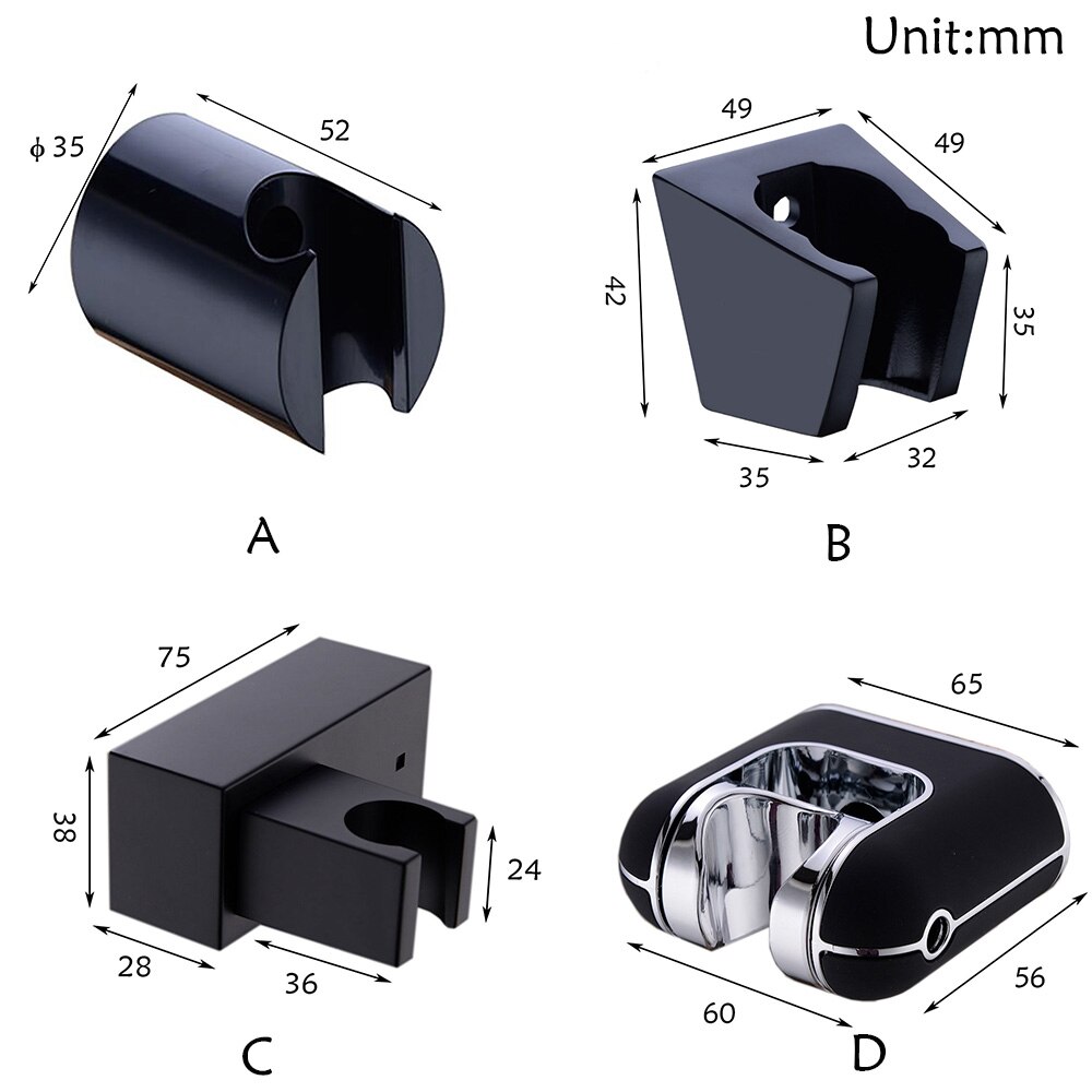 Matte Black ABS Adjustable Handheld Shower Holder Bracket Wall Mount