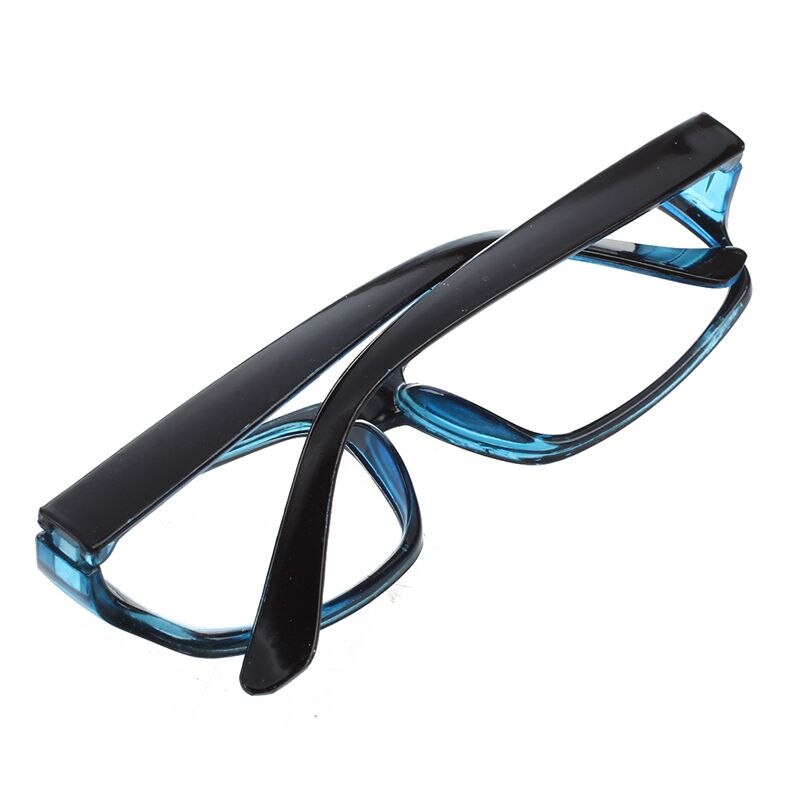 Unisex Black Blue Plastic Frame Arms Clear Lens Plain Glasses
