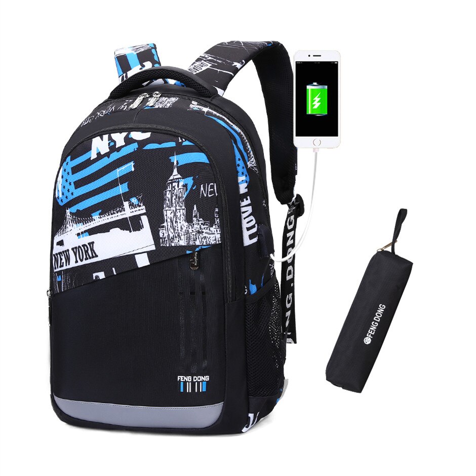 Okkid estudante grande mochila porta usb sacos de escola para adolescentes meninos bookbag bagpack masculino portátil mochila 15.6 presente: C2