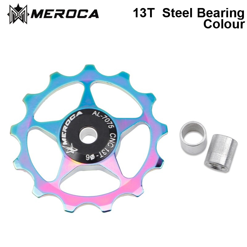 MEROCA MTB Bike 13T Alloy Jockey Wheel multicolour Bicycle Rear Derailleur Guide Pulley Steel Bearing