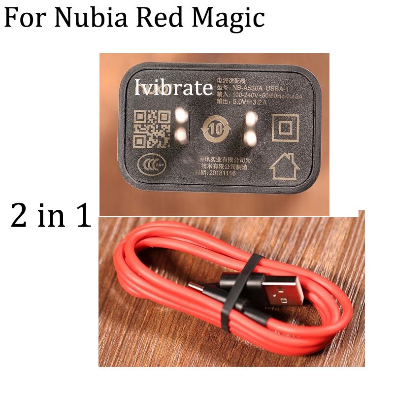 2 In 1 Original For Nubia Red Magic Redmagic Game Phone USB Type-C Fast 5V3.2A Charging Charger Cable USB-C Cable For Red Magic