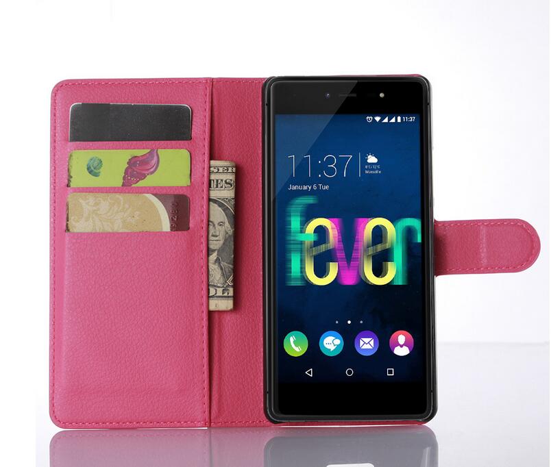 Fundas de seguridad de lujo Coque para Wiko Fever 4G funda de teléfono con soporte Cartera de cuero bolsas de tapa abatible piel para Wiko Fever 4G Guard: Pink