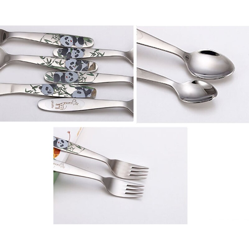 4 teile/satz Baby Löffel Lebensmittel Fütterung Gabel Messer Utensilien einstellen Edelstahl freundlicher Lernen essen Gewohnheit freundlicher Geschirr