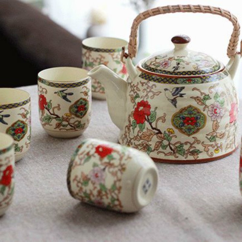 Keramikk 7 stk te sett  (1 tekanne seks tekopper) te sett drinkware kinesisk porselen kungfu te verktøy