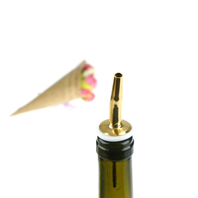 Botella dorada de acero inoxidable para licor, vertedor de alcohol, flujo libre, boquilla