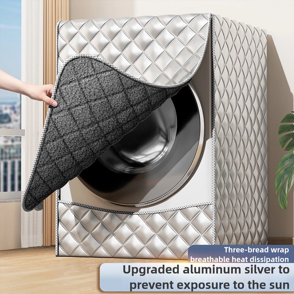 Fluwelen en verdikking van de wasmachine/drogerhoes, bescherming tegen de zon, warmte-isolatie en waterdichte wasmachine- en droogkappen, wasmachinemachine: Light Grey / See below for size descriptions