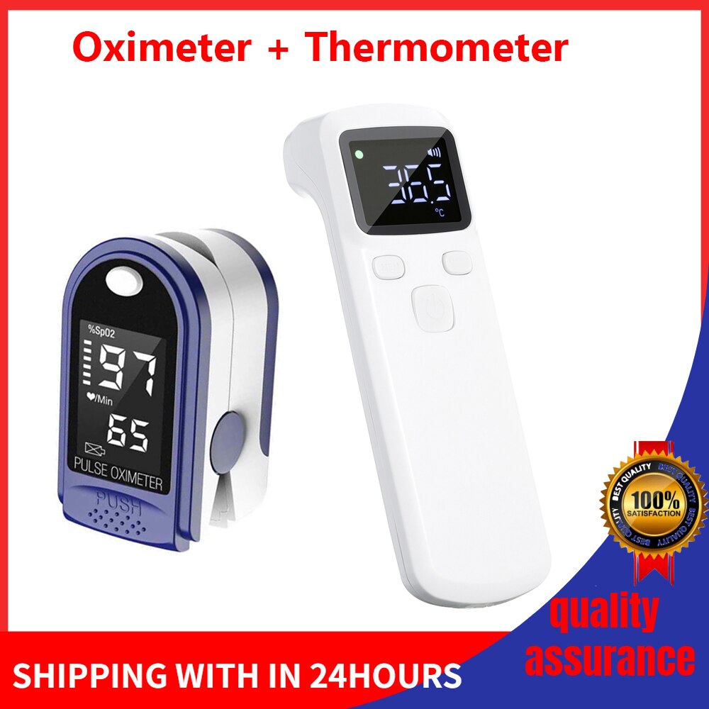 Finger Pulse Oximeter Digital Fingertip Oximeter Blood Oxygen Saturation Meter SPO2 PR Heart Rate Monitor + Infrared Thermometer: Type 11