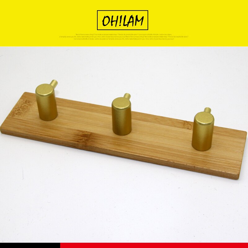 Soporte de pared de bambú adhesivo 3M, 3 ganchos, 1 unidad, colgador de ropa, abrigo, sombrero, fila, toalla, Perchero de ropa, oro: 3Hooks G