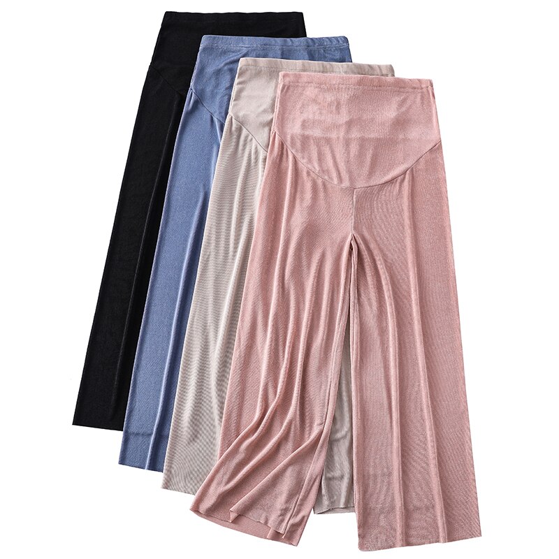 2949# Maternity Pants Summer Casual Pants Solid Color Loose Comfy Belly Support Pants Elastic Waist Maternity Trousers
