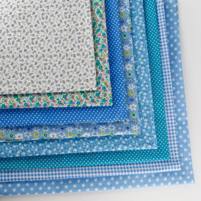 50 x 50cm 100% cotton fabric floral print fabric for DIY sewing patchwork Mixed Style cloth material: 8pcs in one blue