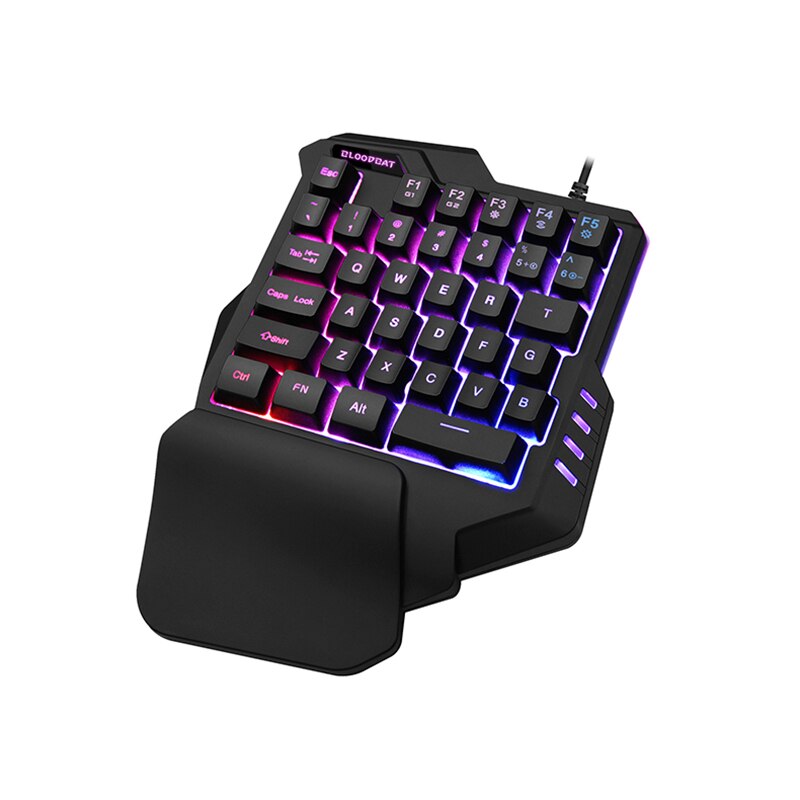Enkelthånds enhånds gaming tastatur 35 nøgler rgb baggrundsbelyst bærbar mini gaming tastatur mus sæt til pc  ps4 xbox gamer for win