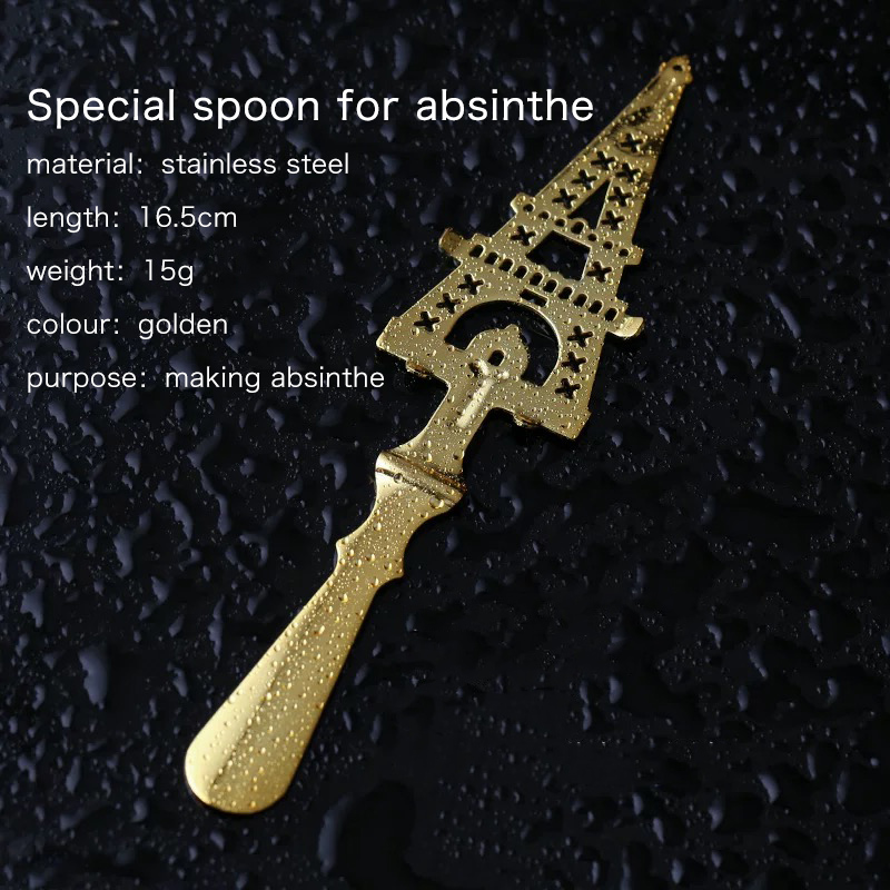 Bar Soul-cucharas de absinto de acero inoxidable, cuchara amarga, utensilios de barra de cóctel, filtro de colador, herramientas profesionales de barman: Eiffel Tower golden