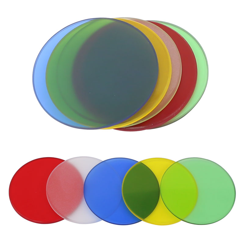Filtros de microscopio opcionales, vidrio óptico esmerilado transparente, verde, azul, amarillo, blanco, rojo, 32, 35, 42, 45mm, 5 piezas