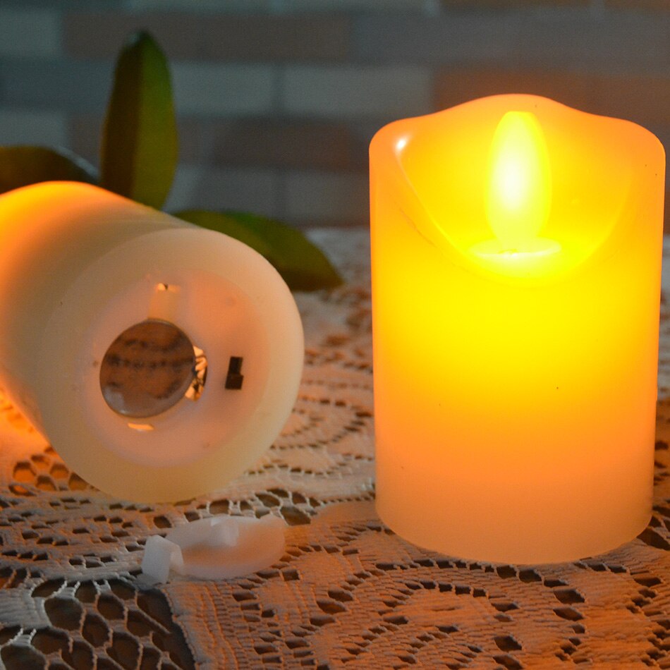 electrical battery operated paraffin wax led candle with swing light for wedding birthday party decoration 6 size option