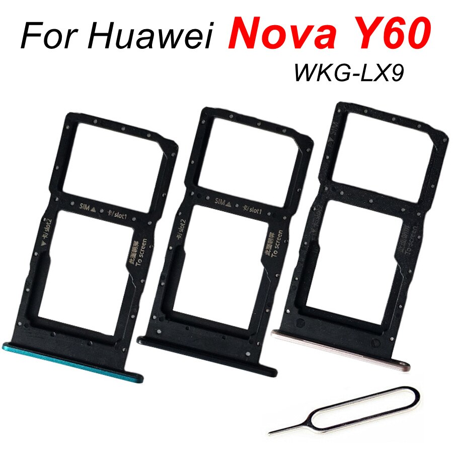 Dual SIM Card Tray For Huawei Nova Y60 WKG-LX9 SIM Slot Holder Adapter NOVA Y60 Replacement Parts Black Gold Green