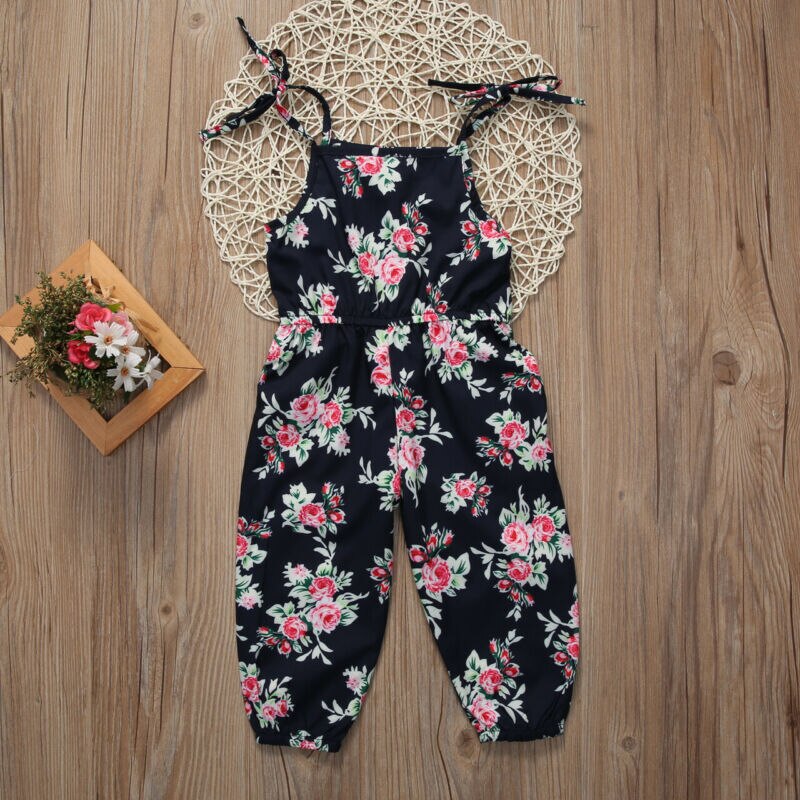 Del capretto Del Bambino Della Ragazza Ruffle Senza Maniche Fiore Della Tuta Del Pagliaccetto Pantaloni Lunghi Vestiti Vestito Della Ragazza
