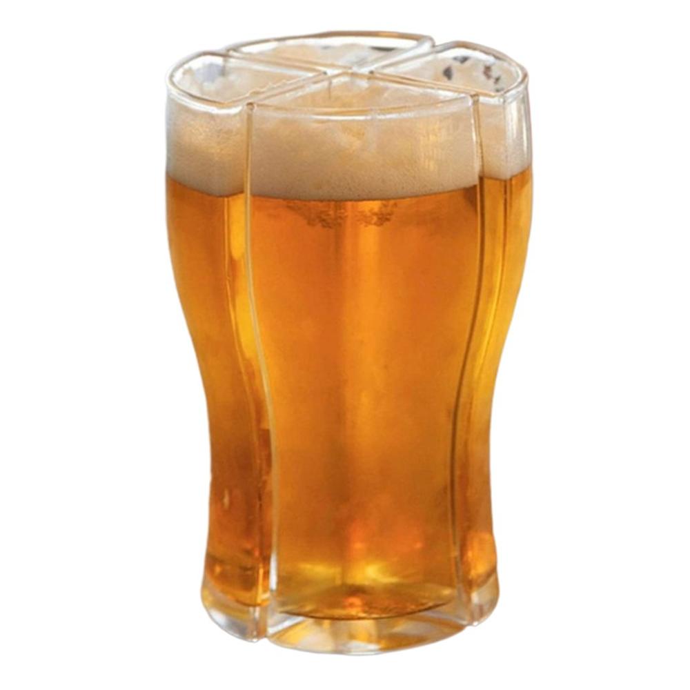 Vasos de cerveza 4 en 1 acrílico de cerveza de plástico taza creativa con vasos de cerveza de estilo Pub cerveza casa Bar comedor vasos de cerveza: transparent L