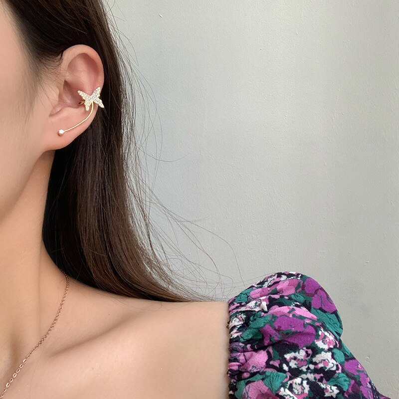 Boucles d'oreilles en Zircon de Style coréen pour femmes, bijoux en cristal brillant, chat, papillon, fleur en forme de cœur, bijoux délicats pour filles