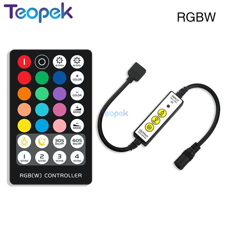 LED Strip Controller with RF Wireless Remote DC5V 12V 24V 6A for Single Color Dual White RGB RGBW RGB+CCT Strip Light controller: RGBW