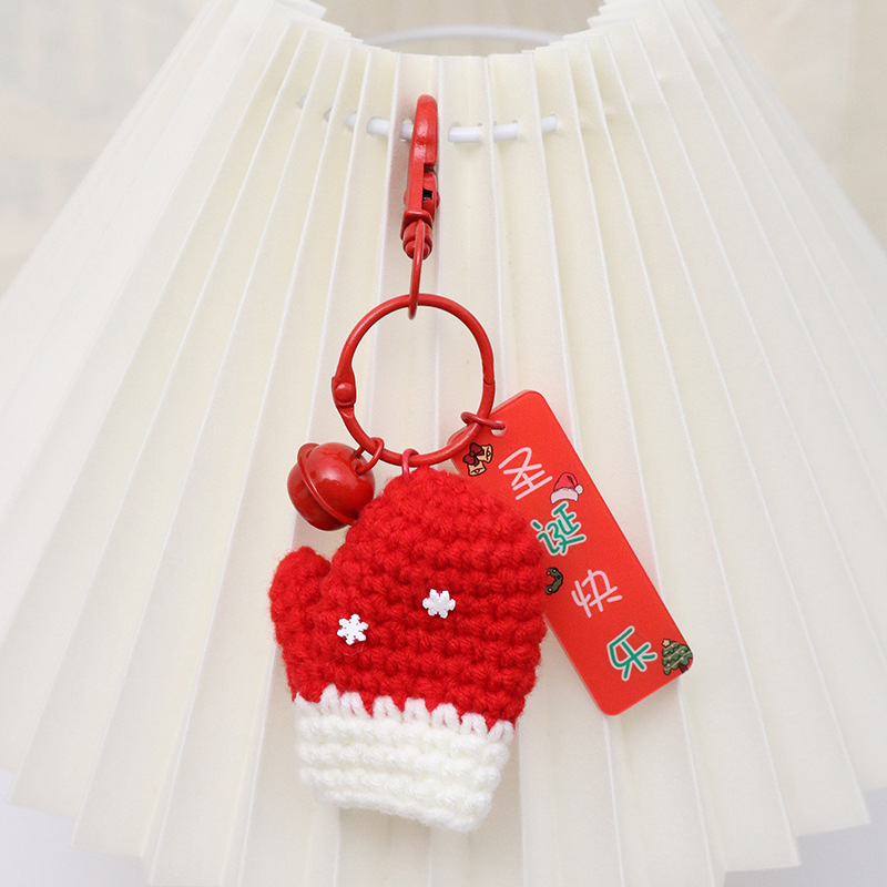 Pendentifs de Noël au Crochet - Porte-clés de Noël Tissés à la Main - Jolie Décoration de Sac pour Amis: Gris Clair