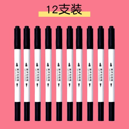100 PCs Marking Pen Black and White with Pattern Oily Small Double Headed Painting Line Drawing Pen Children Painted for Student: Black and White with Pattern 12 PCs Water Based