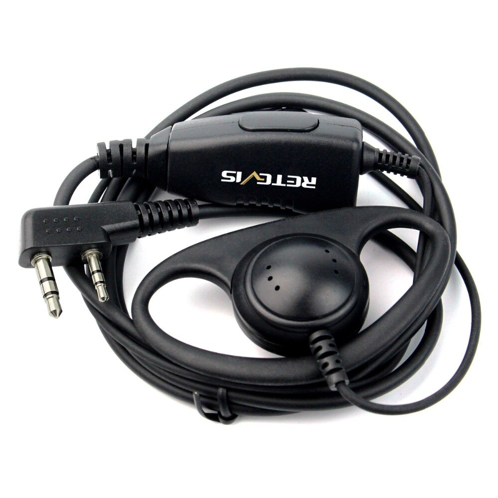 Forma D suave auricular de gancho 2Pin PTT Mic auricular para Kenwood para Baofeng UV-5R 888S Retevis H777 RT5 RT5R para TYT para Puxing