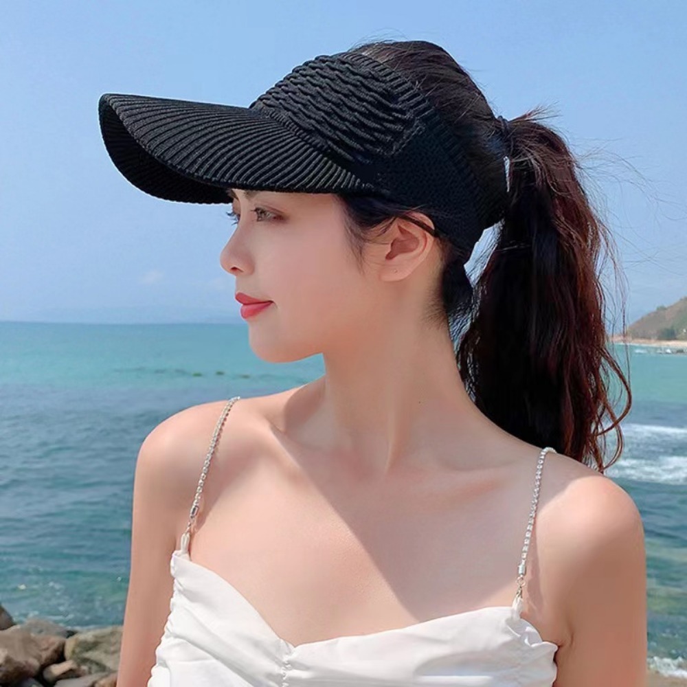 1pc Women Anti-UV Sun Hats Breathable Adjustable Empty Top Visor Caps for Tennis Golf Running Travel Beach Sport Outdoor Hat