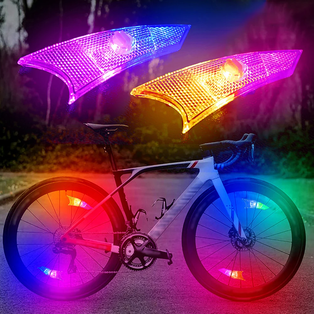 Luces impermeables para rueda de bicicleta, decoración de cuadro de bicicleta de montaña, luces para radios de bicicleta, luces para rueda de bicicleta de conducción nocturna, lámpara de válvula