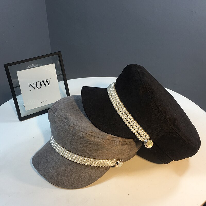 Dames marineblauwe pull-on hoed, dames vizierhoeden, zomerzonbeschermende hoed, dames met aanpasbare parelmoer franse hoed, meisjeshoed craisy