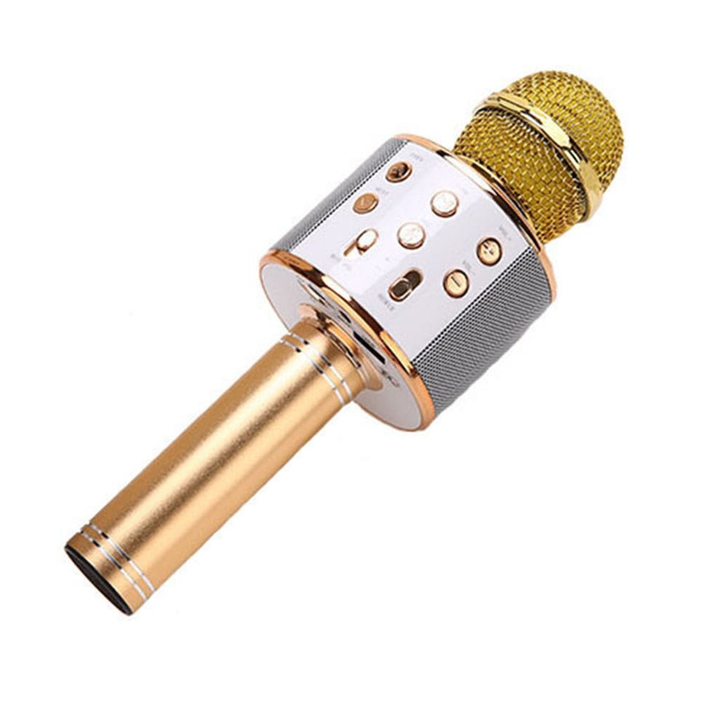 KTV Wireless Karaoke Handheld Microphone USB Player Mic Speaker Portable Christmas Birtay Home Party Handheld Microfone: gold