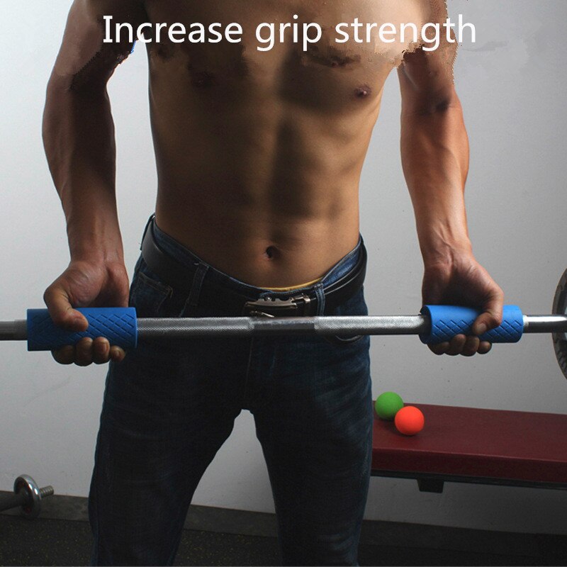 Weightlifting Barbell Grip Fitness Thick Dumbbell Bar Handle Pull Up Support Silicon Anti-Slip Protect Pad For Body Building Men