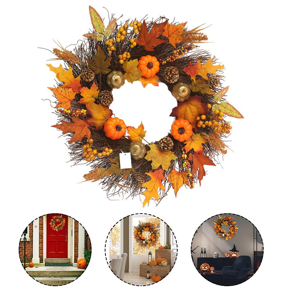 45/60Cm Pompoen Dennenappel Krans Bloemen Kransen Deur Krans Voor Bruiloft Home Party Decoratie Kerst Thanksgiving