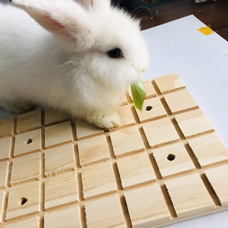Tapis de pied de lapin, planche de bois à gratter, rainures carrées, griffes de meulage, pont pour petits animaux, lapin Chinchilla cochon d&#39;inde