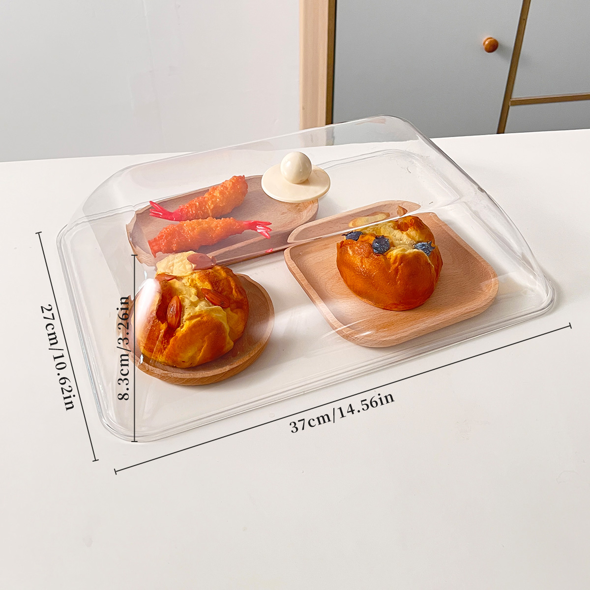 Transparent Insulated Food Cover Plastic Food Fresh-keeping Cover Anti Splatter Insect Proof Vegetable Cover Kitchen Accessories: Blue