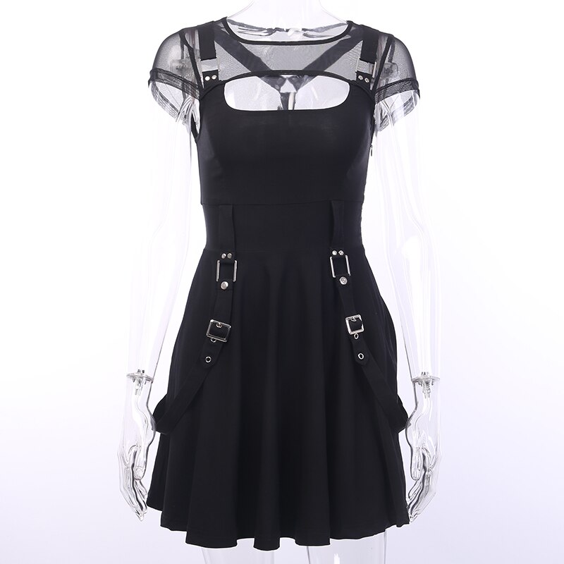 Japanese Gothic Lolita Dress Women Summer Harajuku Lace Black Sweet Punk Dress Girls Kawaii Victorian Vintage Lolita Dresses: M