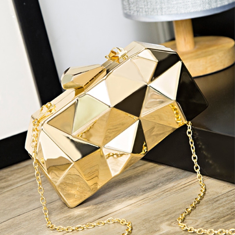 Geometri clutch aftentaske elegant kæde dame håndtaske til fest skuldertaske til bryllup/dating/fest