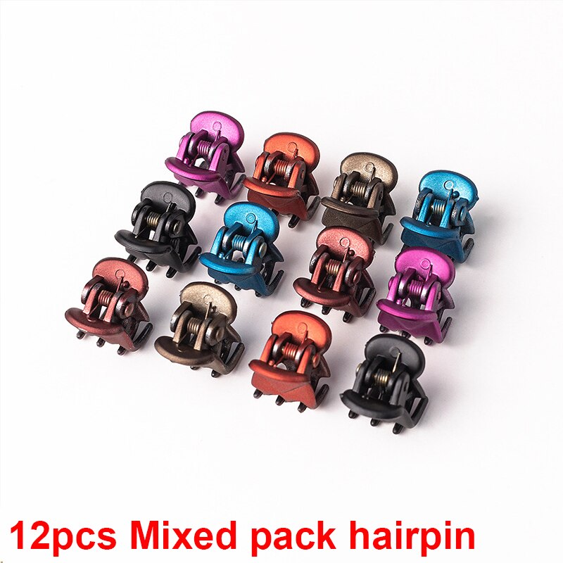 Pinces à cheveux pour femmes, 12 pièces/paquet, accessoires pour filles, Mini griffes en plastique Transparent, noir, marron,: B3