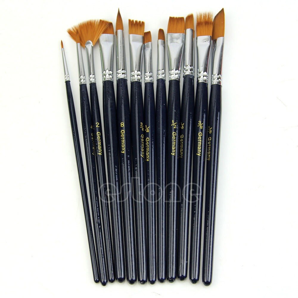 12Pcs/set Acrylic Art Craft Artist Oil Watercolor Painting Paint Brush