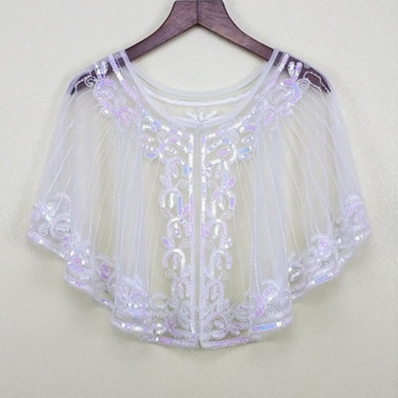 Capa Mariage de lentejuelas para mujer, chal de encaje nupcial, apliques de malla, Bolero para chaqueta de boda, accesorios de boda, Tippet